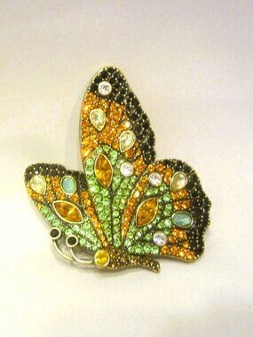 BEAUTIFUL BIG VTG BUTTERFLY PIN, AMAZING COLORS